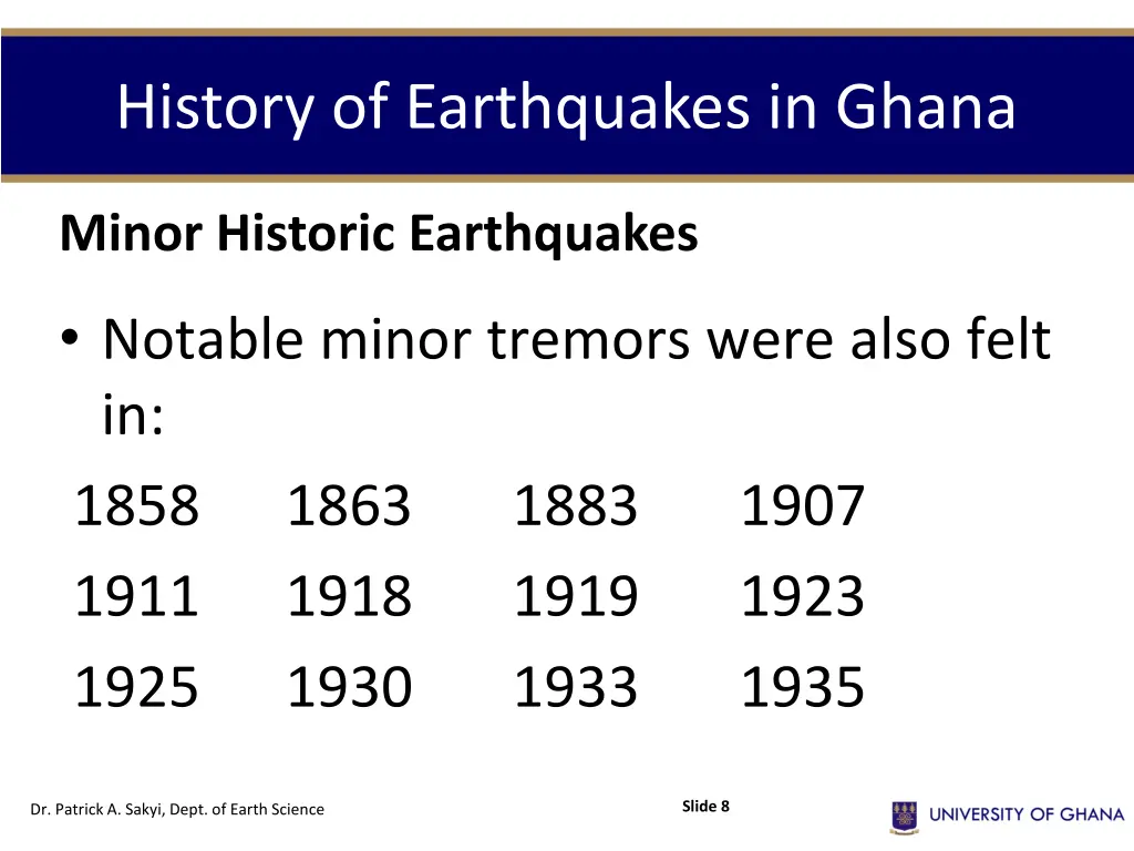 history of earthquakes in ghana 2