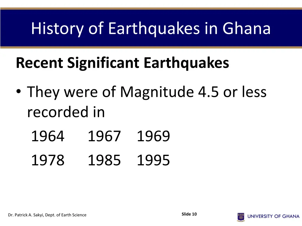 history of earthquakes in ghana 4
