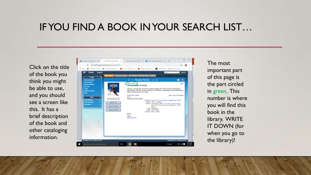 if you find a book in your search list