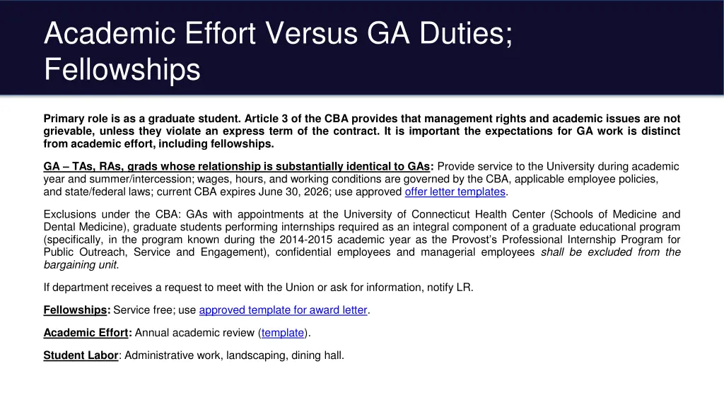 academic effort versus ga duties fellowships