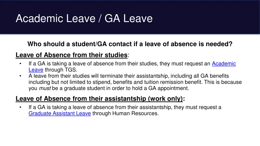 academic leave ga leave