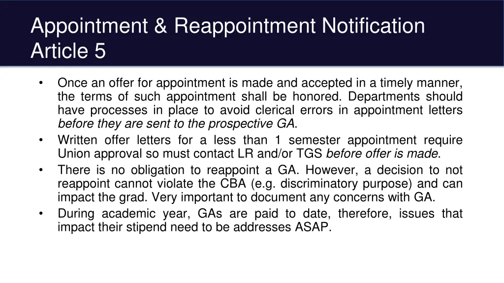 appointment reappointment notification article 5