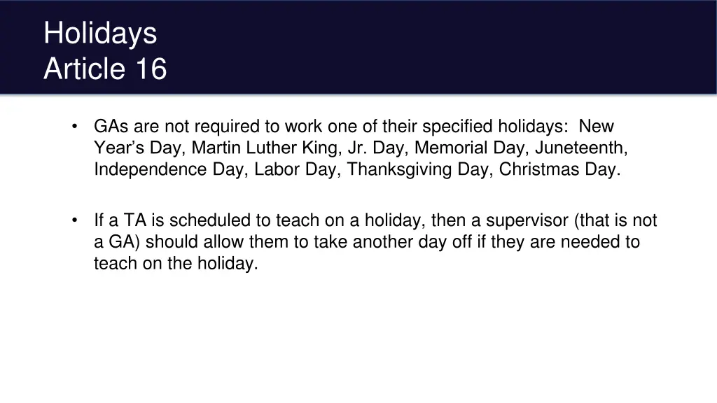 holidays article 16