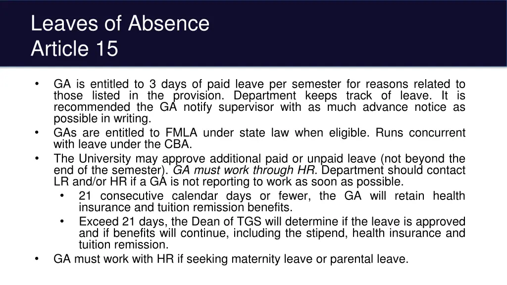 leaves of absence article 15