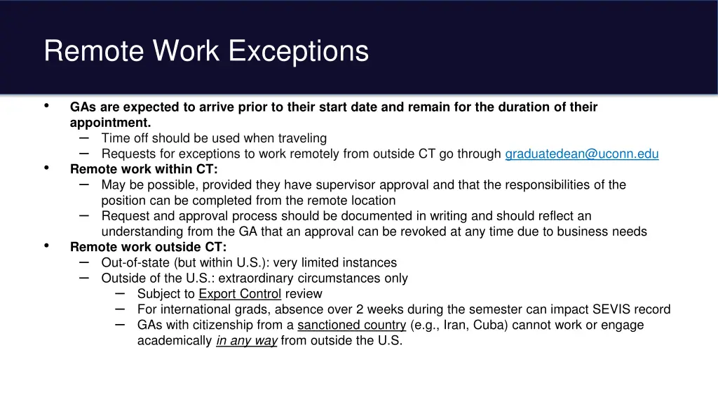 remote work exceptions