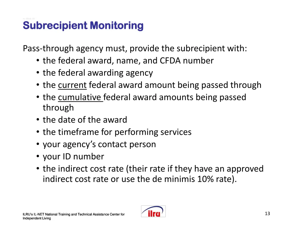 slide slide 13 subrecipient monitoring