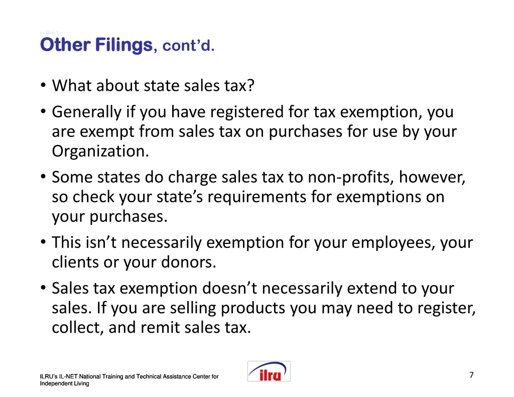 slide slide 7 7 other filings other filings cont d