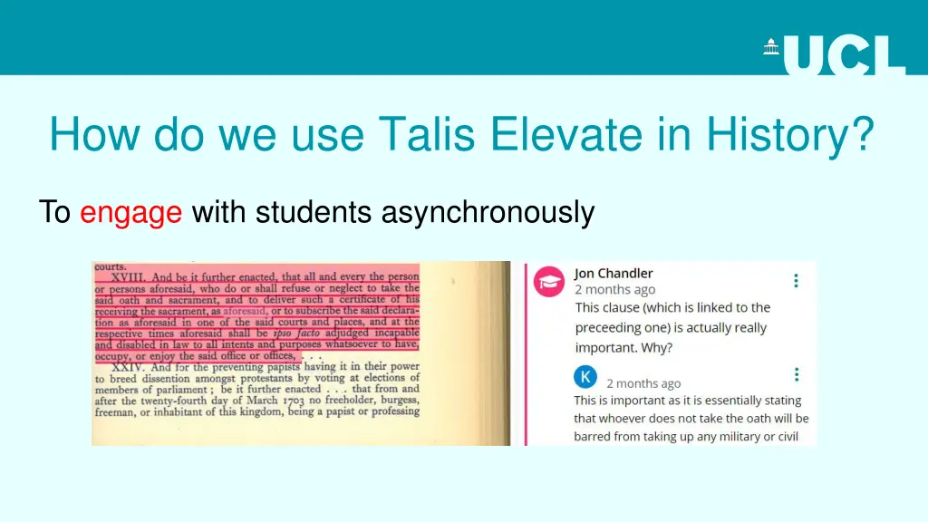 how do we use talis elevate in history 1