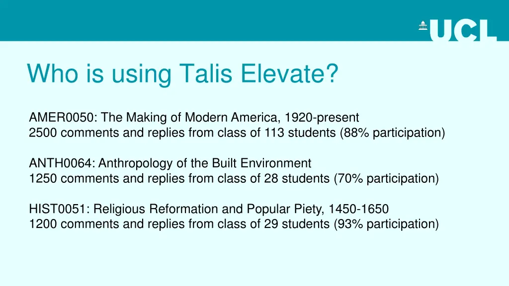 who is using talis elevate 1