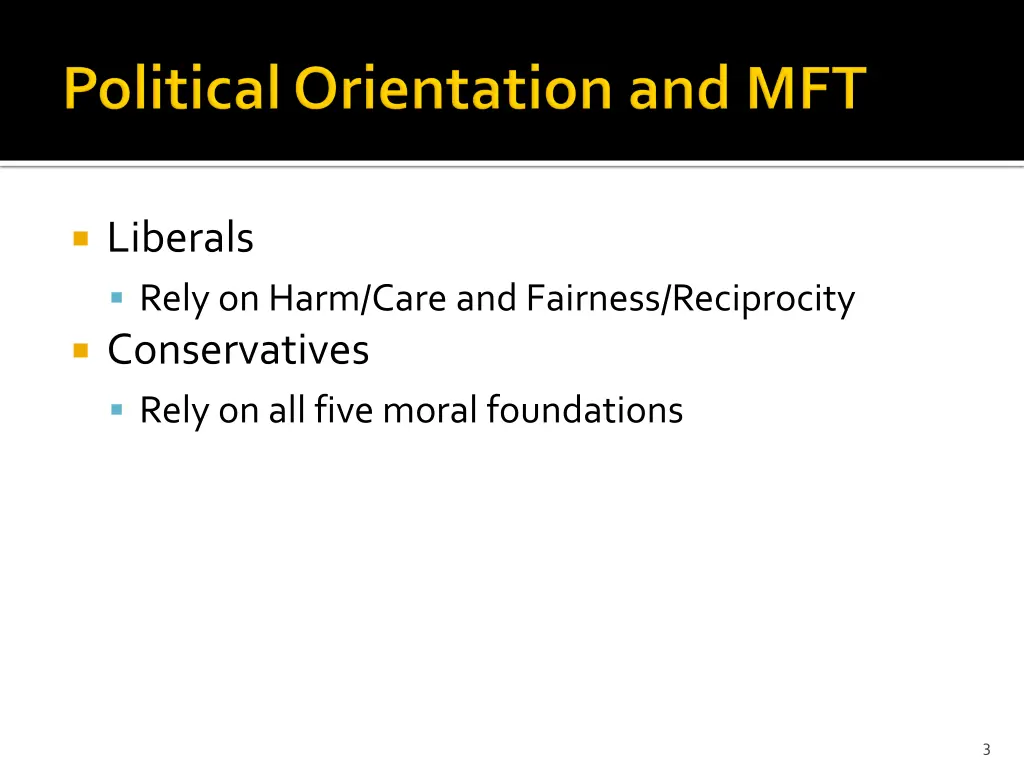 liberals rely on harm care and fairness