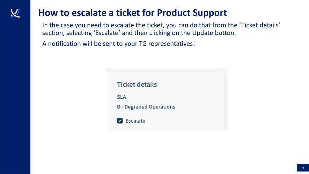 how to escalate a ticket for product support