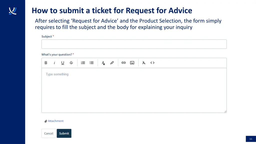 how to submit a ticket for request for advice