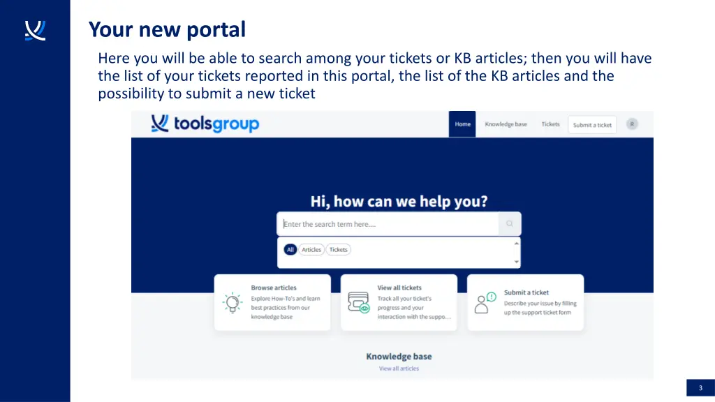 your new portal here you will be able to search