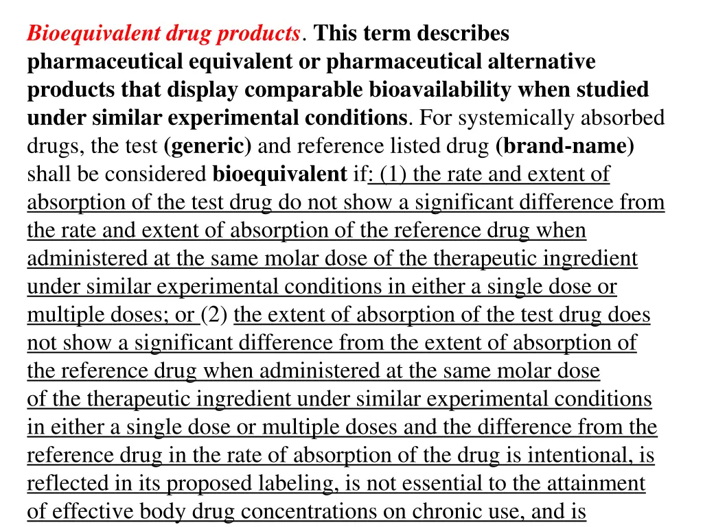 bioequivalent drug products this term describes