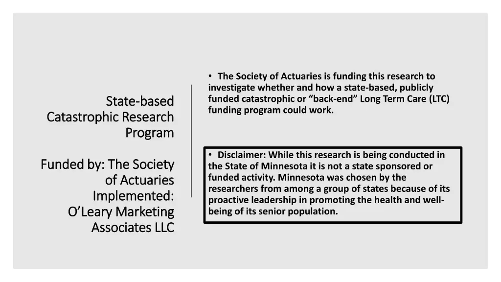 the society of actuaries is funding this research
