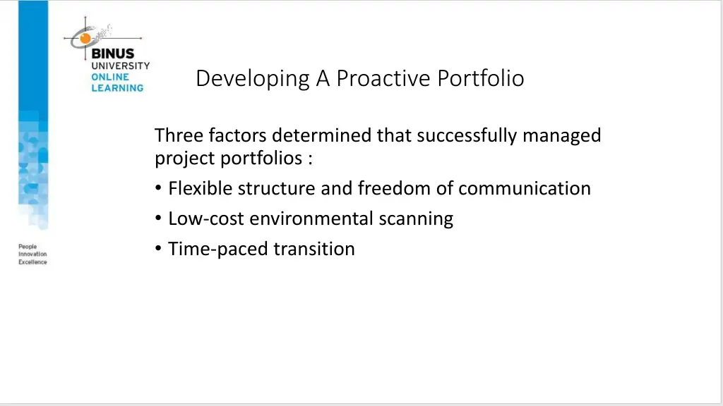 developing a proactive portfolio
