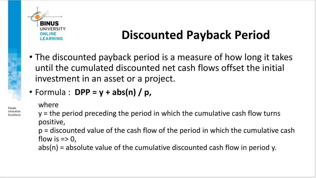 discounted payback period