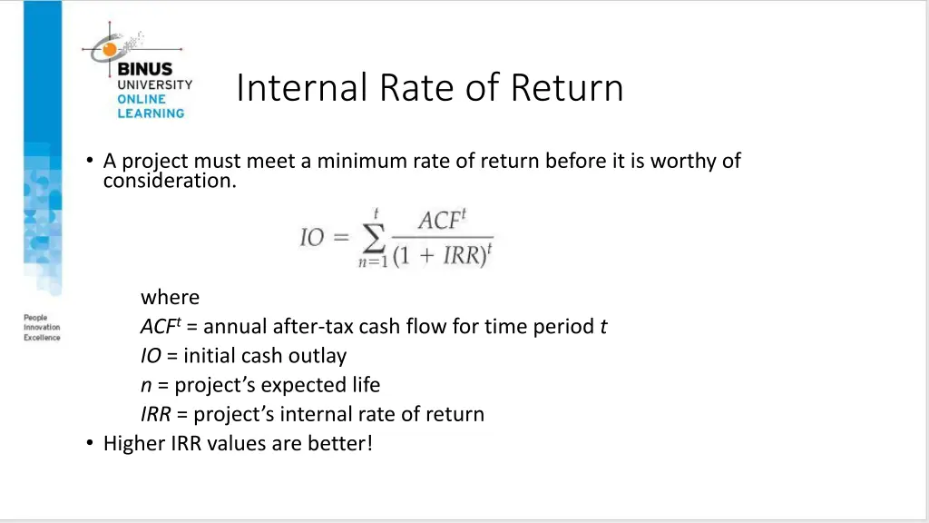 internal rate of return