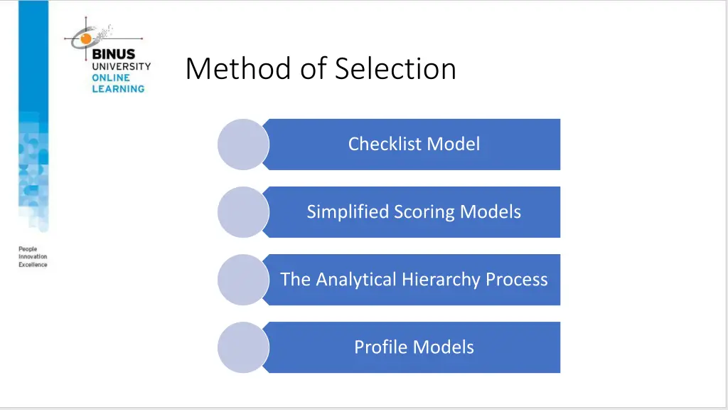 method of selection