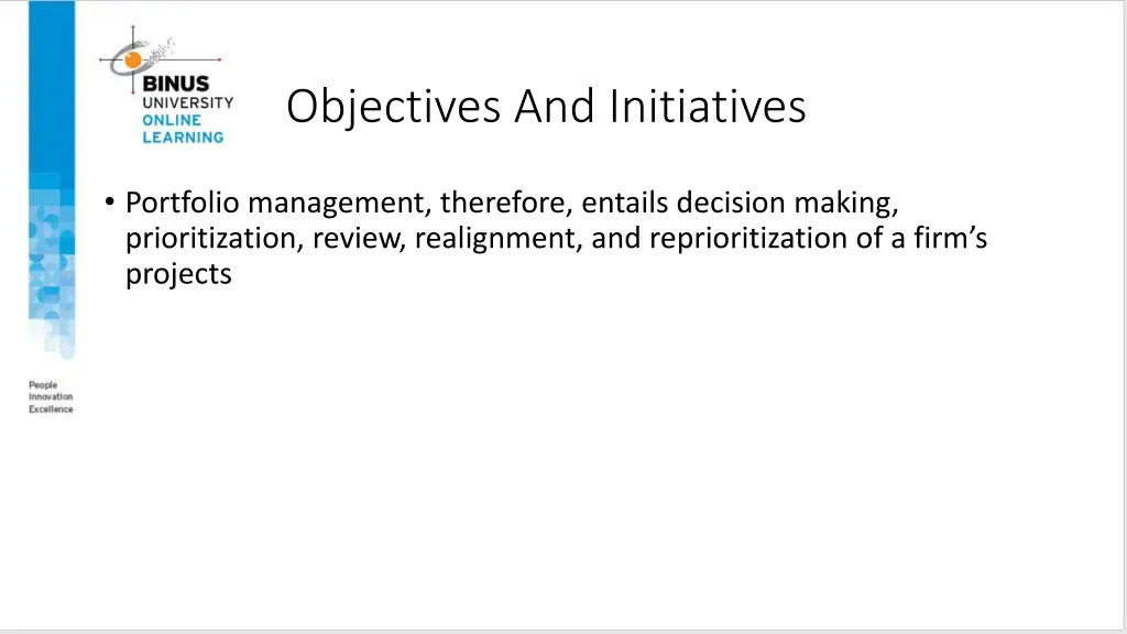 objectives and initiatives