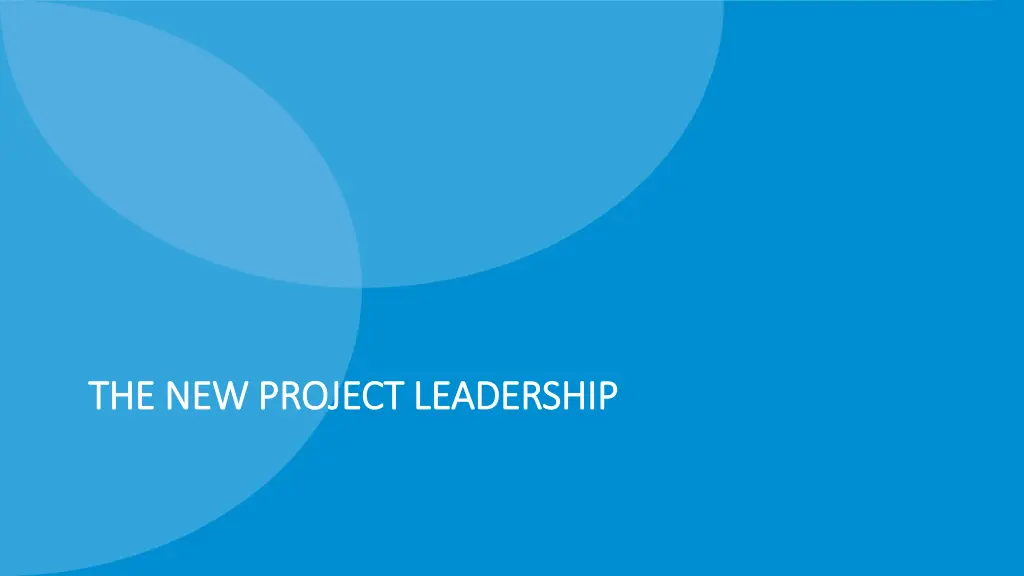 the new project leadership the new project