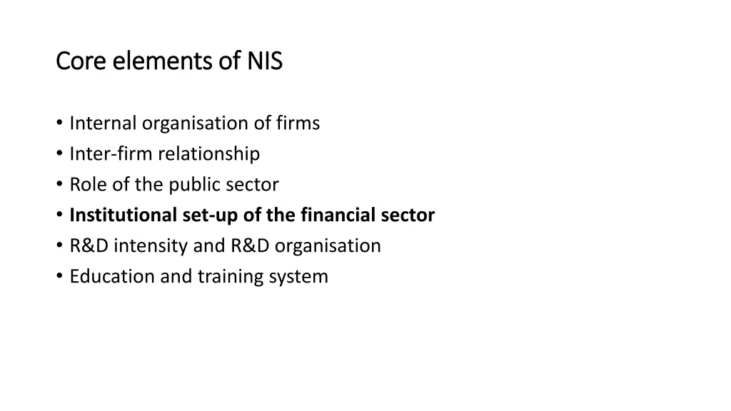 core elements of nis core elements of nis