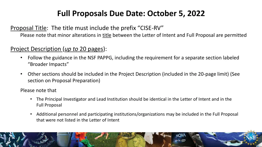 full proposals due date october 5 2022