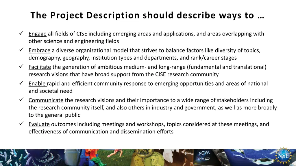 the project description should describe ways to