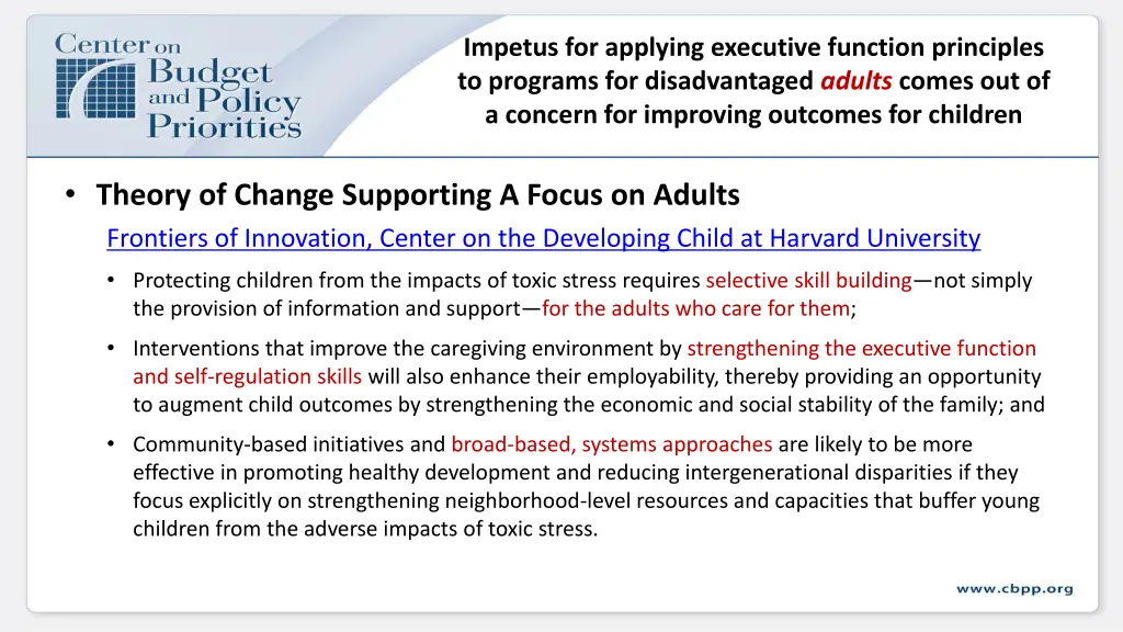 impetus for applying executive function