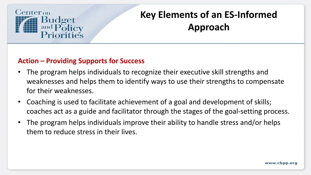 key elements of an es informed approach 1