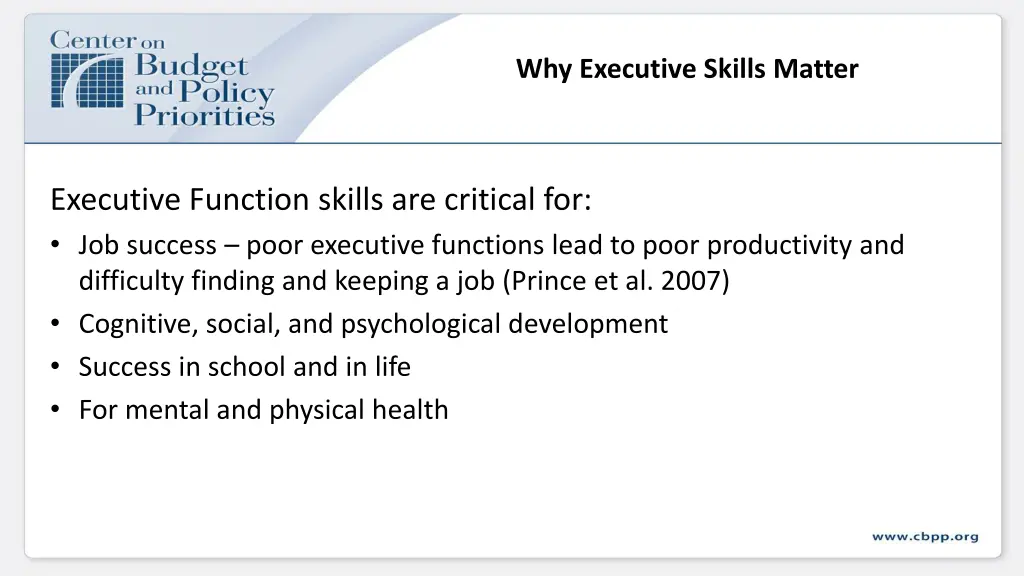why executive skills matter
