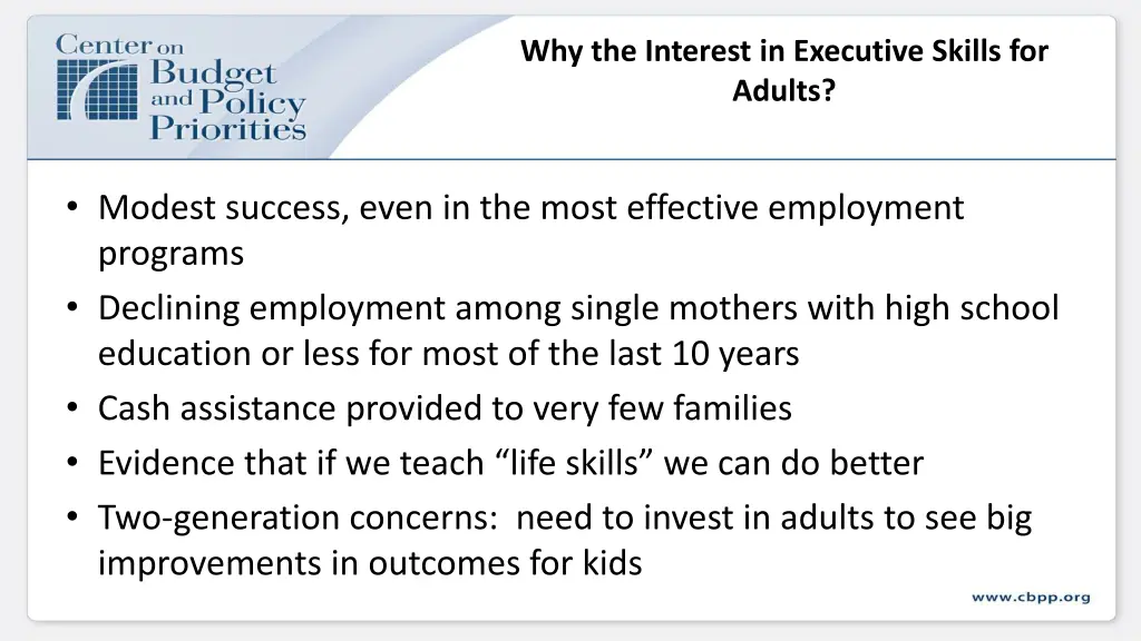 why the interest in executive skills for adults
