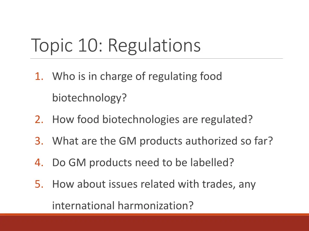 topic 10 regulations