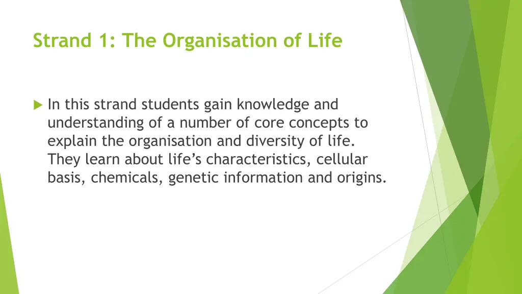 strand 1 the organisation of life
