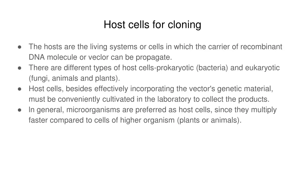 host cells for cloning