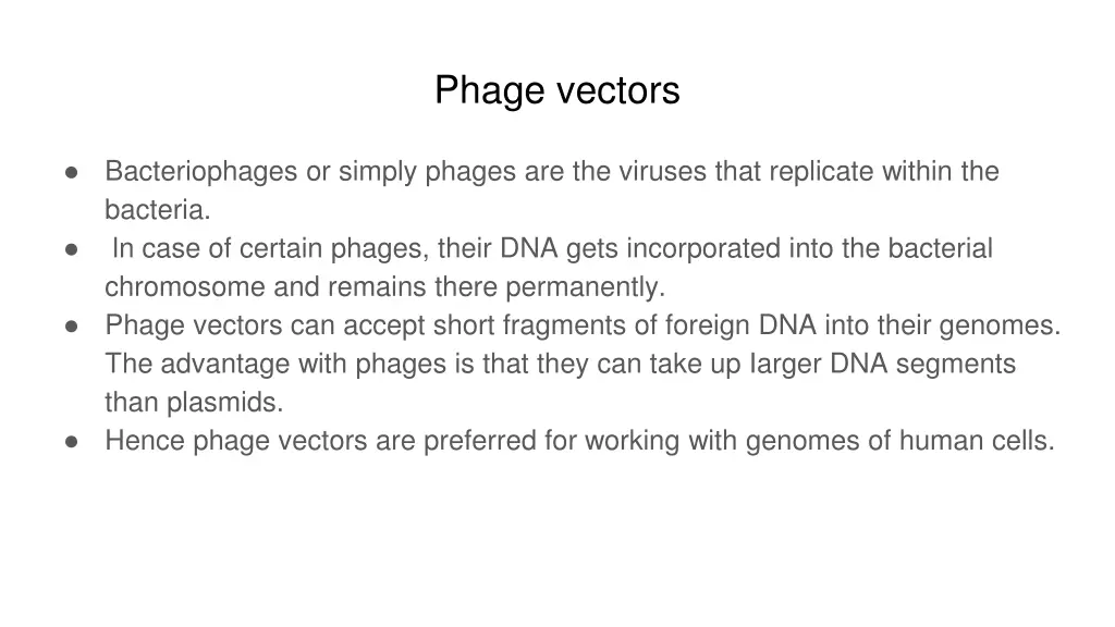 phage vectors