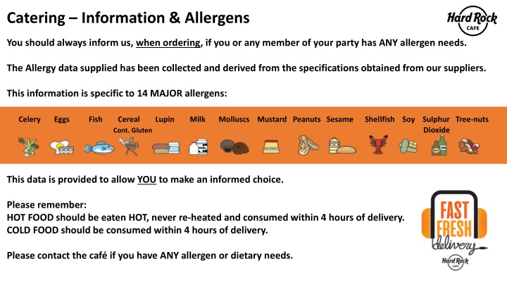 catering information allergens