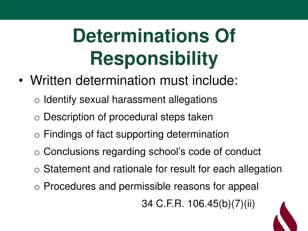 determinations of responsibility written