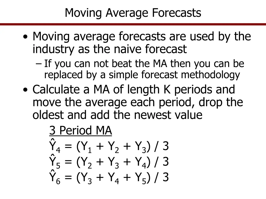moving average forecasts