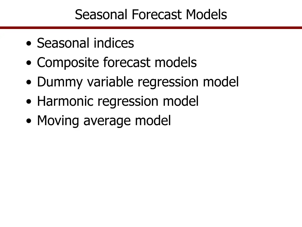 seasonal forecast models