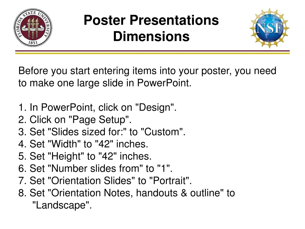 poster presentations dimensions