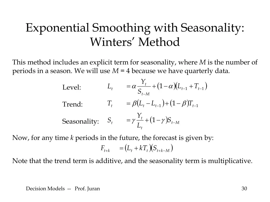exponential smoothing with seasonality winters