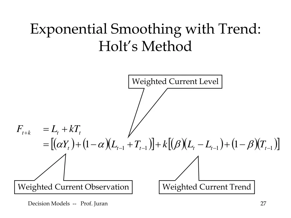 exponential smoothing with trend holt s method