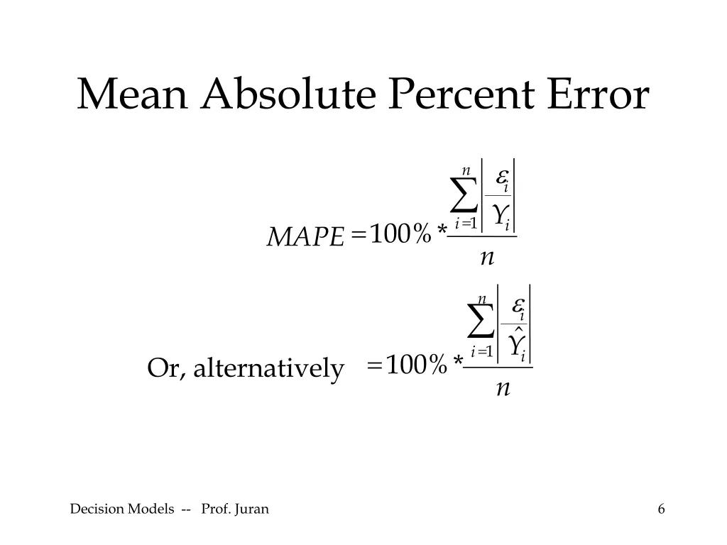 mean absolute percent error