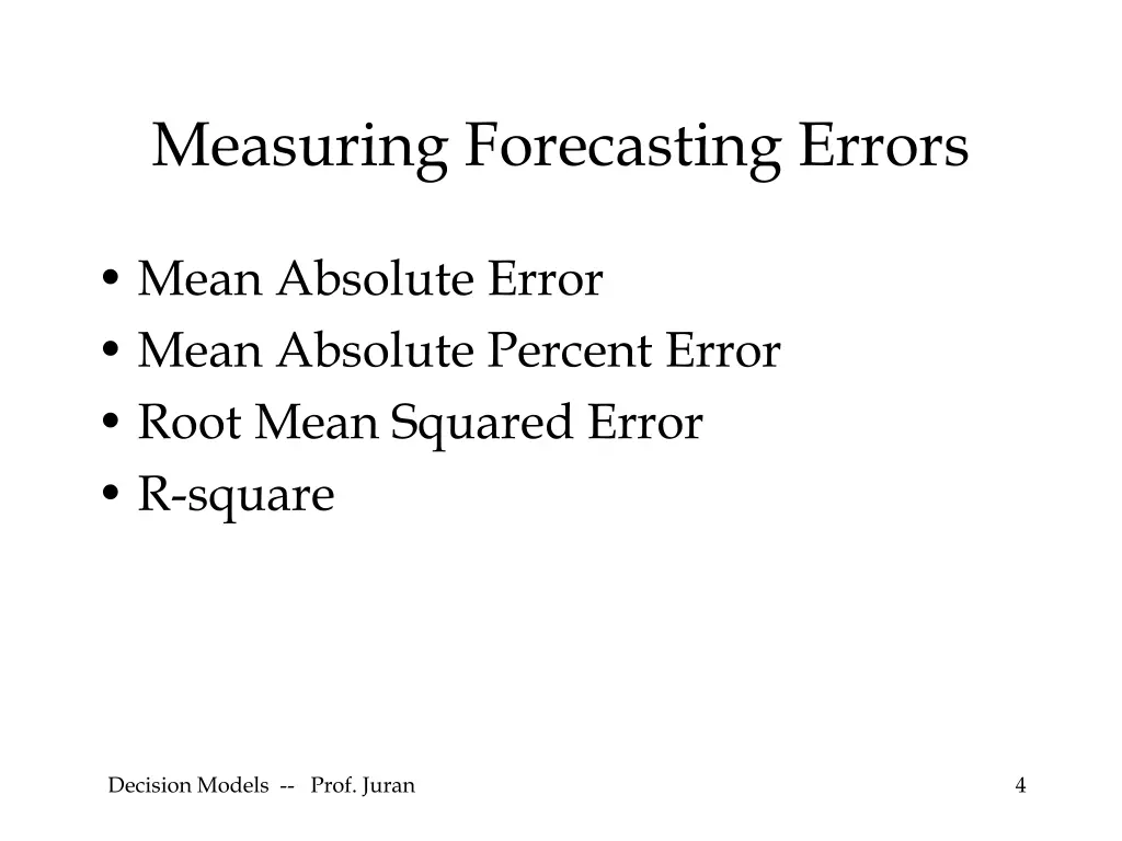 measuring forecasting errors