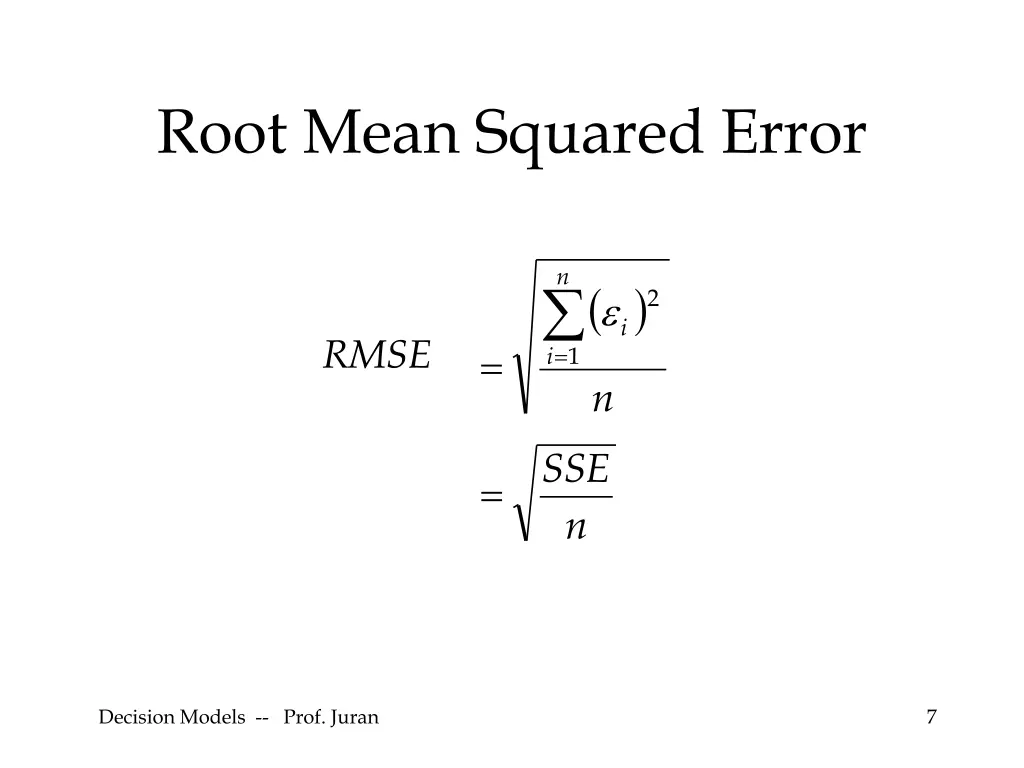 root mean squared error