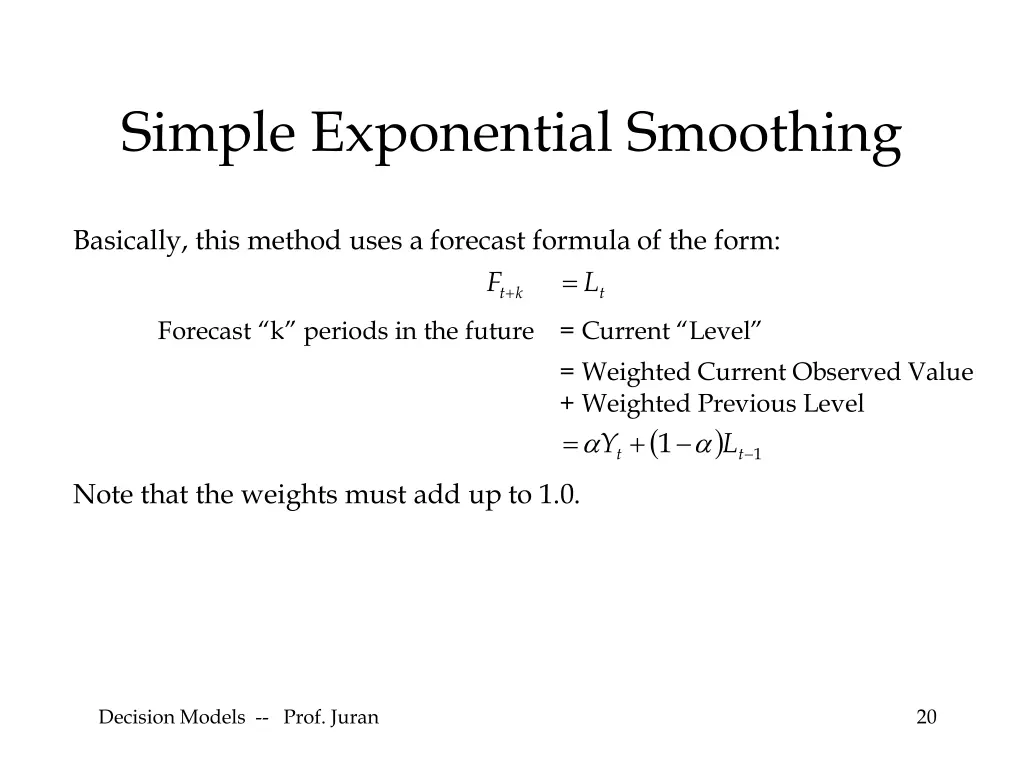 simple exponential smoothing