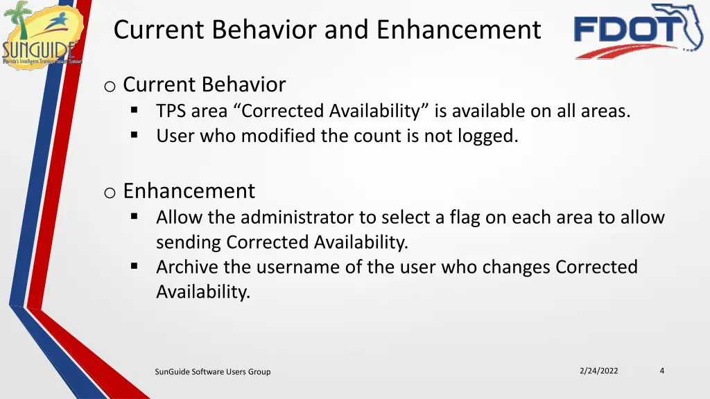 current behavior and enhancement