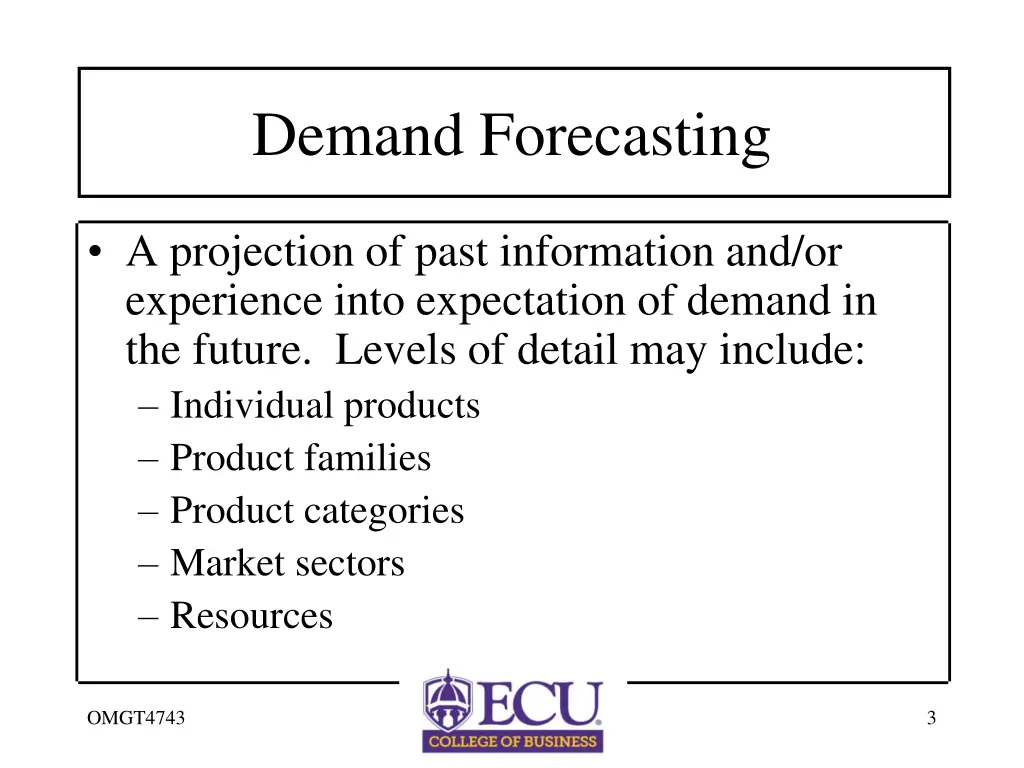 demand forecasting