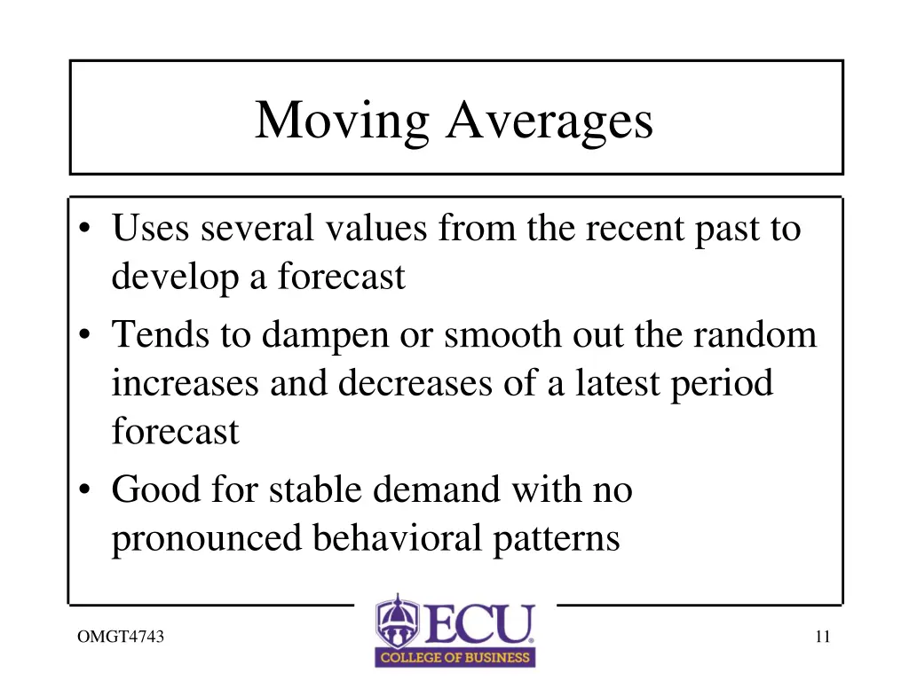 moving averages